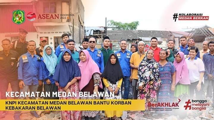 KNPI kecamatan medan belawan bantu korban kebakaran belawan